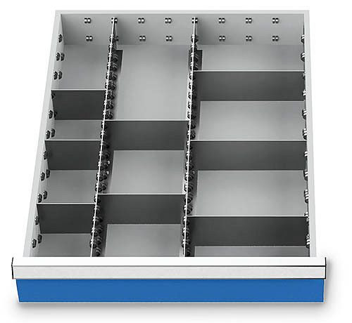Bedrunka+Hirth zásuvkové vložky T736 R 18-24, pre výšku panelu 100/125 mm, 2 x MF 600 mm, 3 x TW 100 mm, 2 x TW 150 mm, 3 x TW 200 mm, 117BLH100