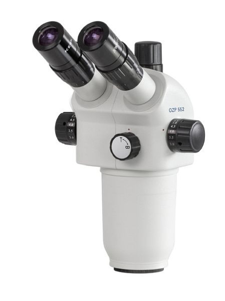 Stereozoomová mikroskopická hlava KERN Optics, Greenough 0,6 x - 5,5 x, trinokulár, okulár HSWF 10 x / Ø 23 mm s protiplesňovým, vysoký očný bod, OZP 552