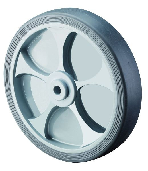 Kolesá BS gumené koliesko, šírka kolieska 32 mm, Ø kolieska 100 mm, nosnosť 110 kg, pneumatiky termoplastické šedé, guličkové ložiská, 8 ks, A85.104