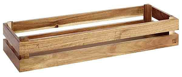 Drevený box APS -SUPERBOX-, 55,5 x 18,5 cm, výška: 10,5 cm, akáciové drevo, vhodné pre GN 2/4, 11623