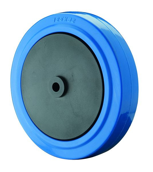 Kolesá BS gumené koliesko, šírka kolieska 32 mm, Ø kolieska 80 mm, nosnosť 120 kg, modré elastické pneumatiky, plastové telo kolieska, guličkové ložiská, balenie 8 ks, B62.081