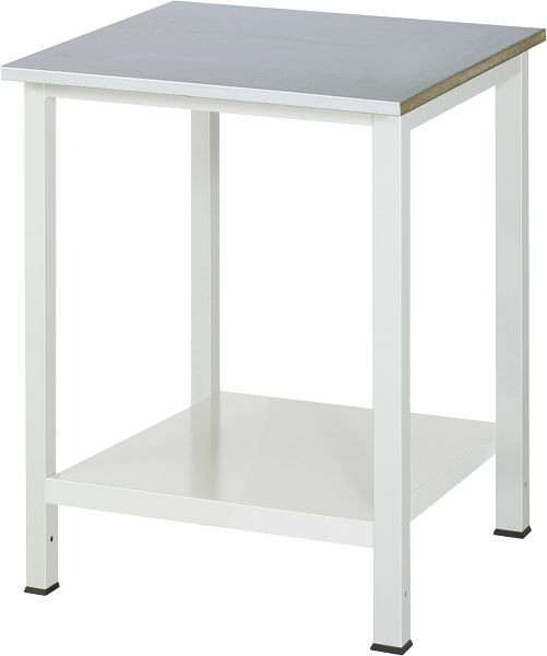Pracovný stôl RAU séria 900, š750 x h800 x v825 mm, pracovná doska s krytinou z oceľového plechu, hrúbka 25 mm, s policou dole, hĺbka 650 mm, 03-900-6-S25-07.12