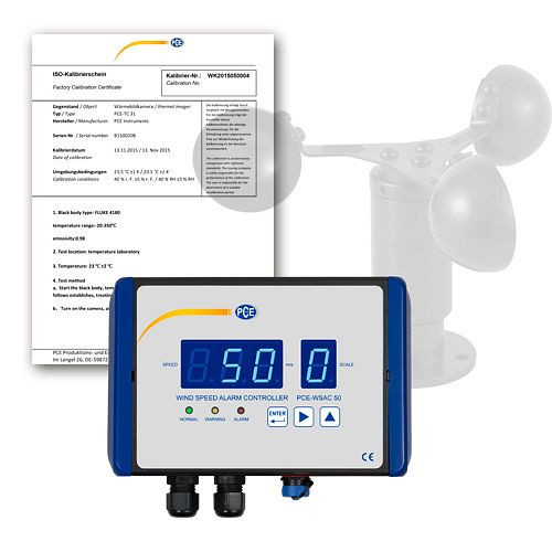 Prístroje PCE Anemometer s predalarmom a alarmom, PCE-WSAC 50-311