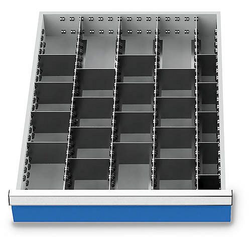 Bedrunka+Hirth zásuvkové vložky T736 R 18-24, pre výšku panelu 100/125 mm, 4 x MF 600 mm, 5 x TW 50 mm, 16 x TW 100 mm, 110BLH100