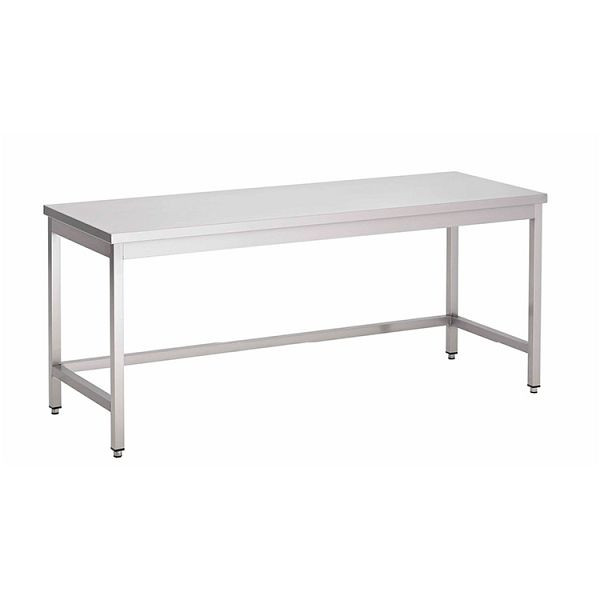 Nerezový pracovný stôl Gastro-Inox AISI 430 bez podstavca, 800x600x850mm, vystužený 18mm hrubou lakovanou drevotrieskou, 301.192