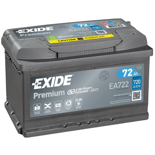 Štartovacia batéria EXIDE Premium EA 722 Pb, 101 009400 20